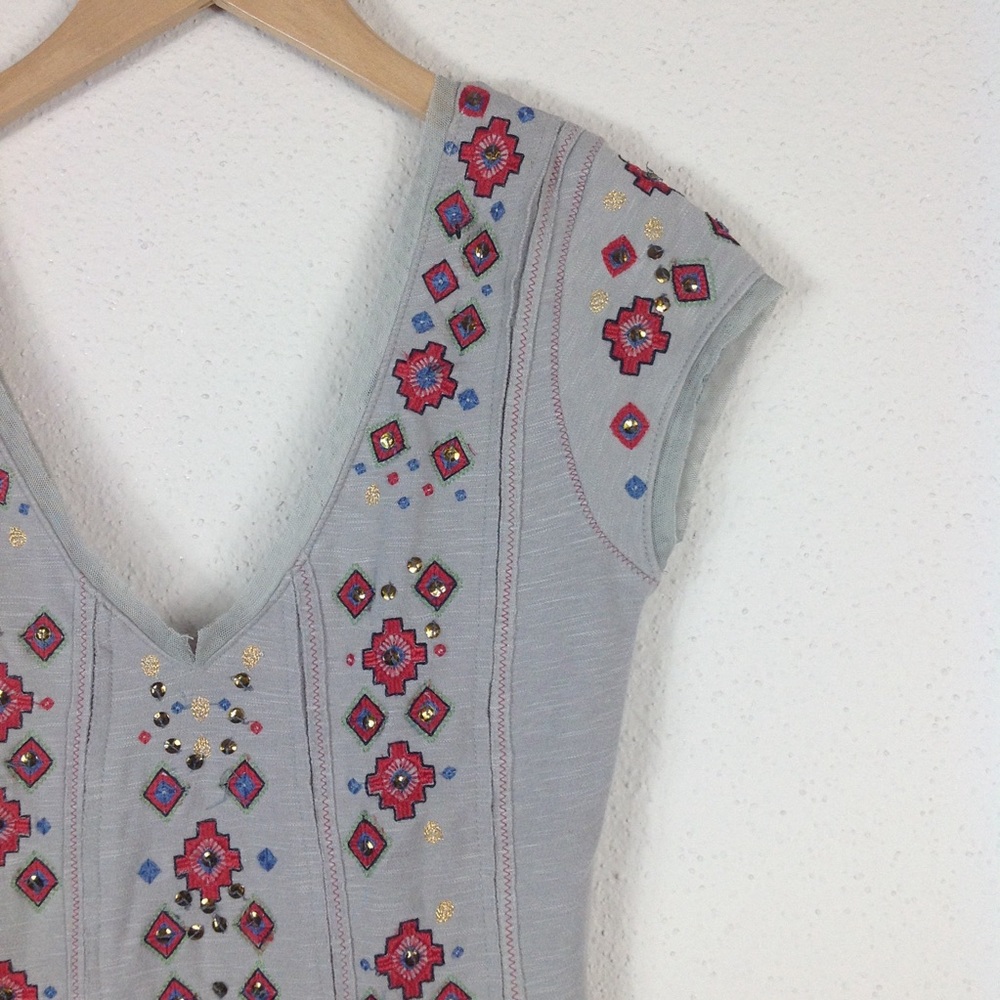 Free People Grey Multi Embroidered Sequin Bodycon